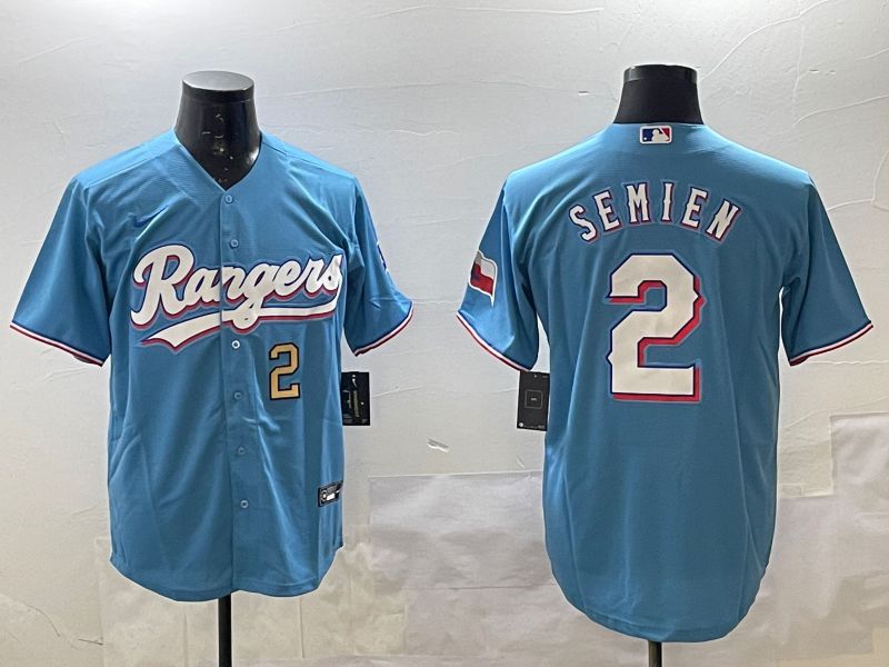 Men Texas Rangers #2 Semien Light Blue Game 2025 Nike MLB Jersey style 2->texas rangers->MLB Jersey